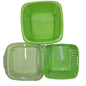 Hutzler Berry Box Wash-Serve-Store Set Green EUC